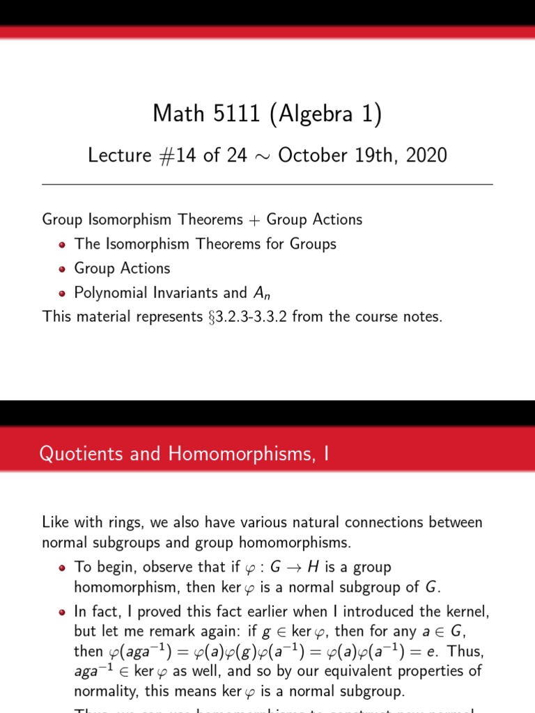 Group Isomorphism Theorems Overview | PDF | Group (Mathematics) | Algebra