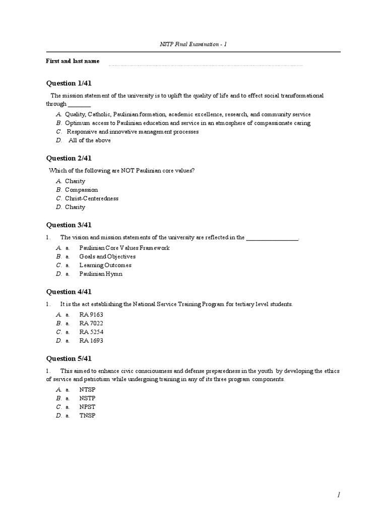NSTP Final Exam Overview and Questions | PDF | Naturalization | Citizenship
