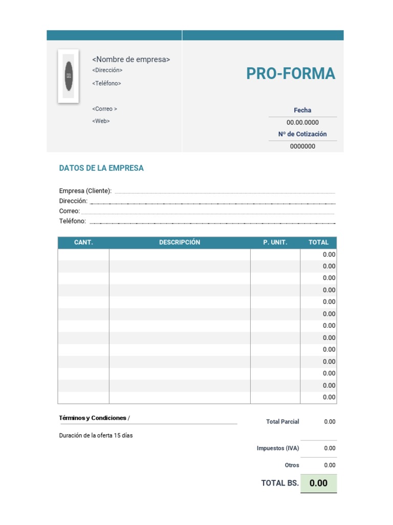Modelo de Proforma para Eventos en Word | PDF