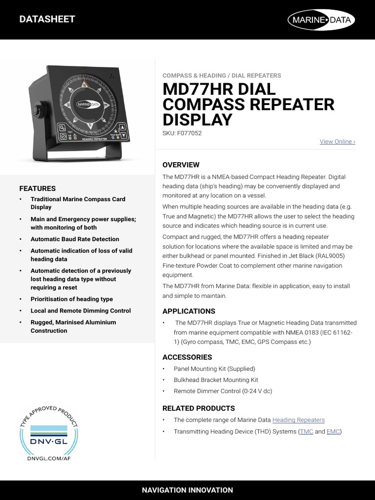 Md77Hr Dial Compass Repeater Display Datasheet PDF Compass