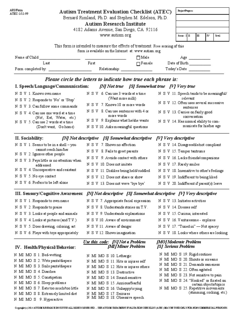 Atec Assessment Tool : History of Treatment Evaluation Checklist - AEROH