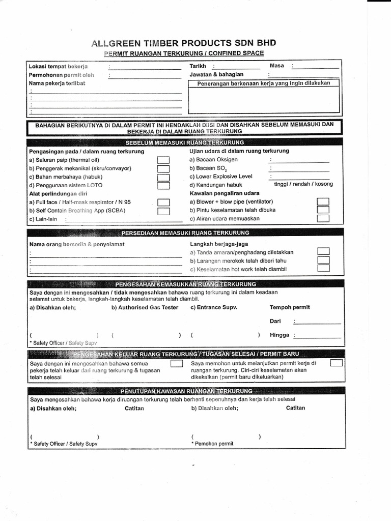 Confined Space Permit PDF