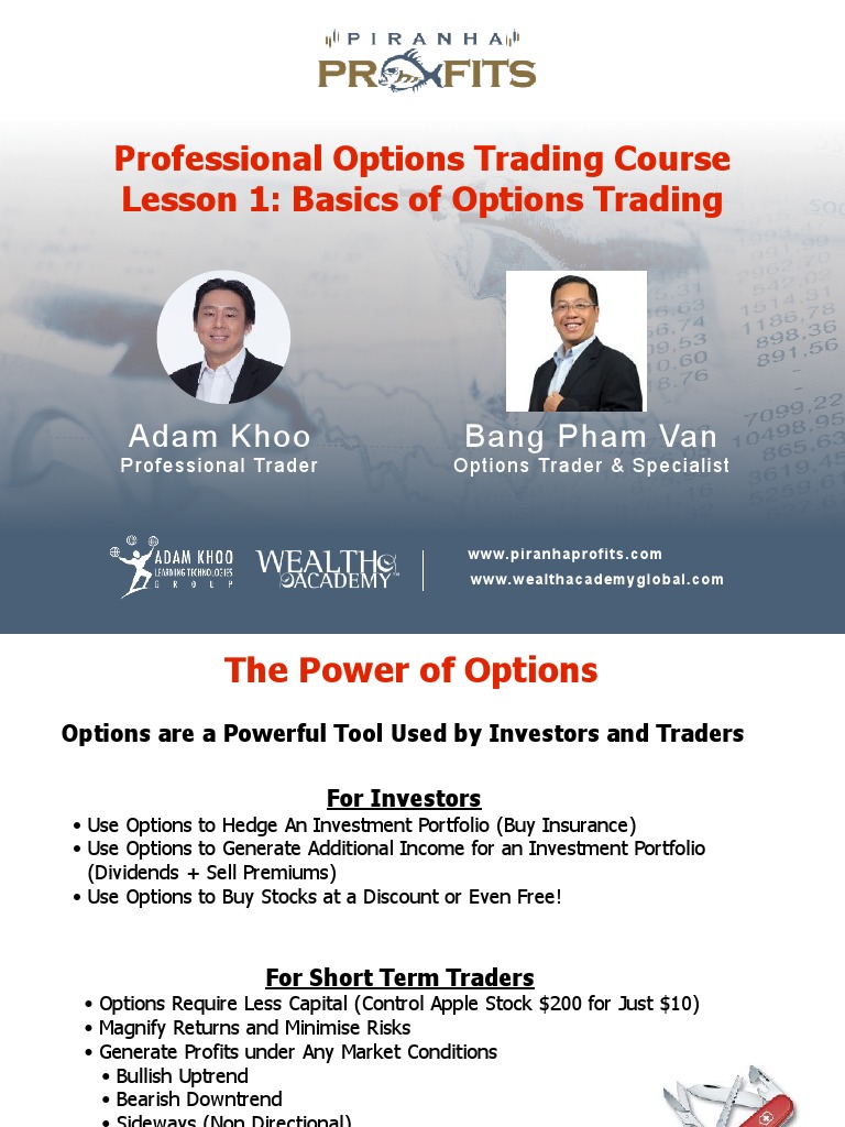 Options Trading Basics by Adam Khoo | PDF | Greeks (Finance) | Put Option