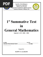 1st Summative Test in General Mathematics