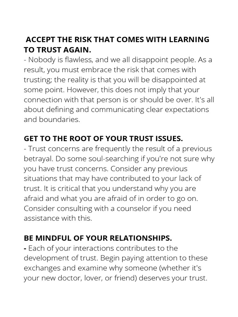To Trust Again.: Accept The Risk That Comes With Learning | PDF