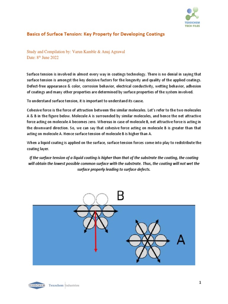 Basics of Surface Tension - Key Property For Developing Coatings | PDF