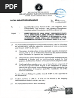 Local Budget Memorandum: Republic OF THE Philippines Department Budget AND Manage