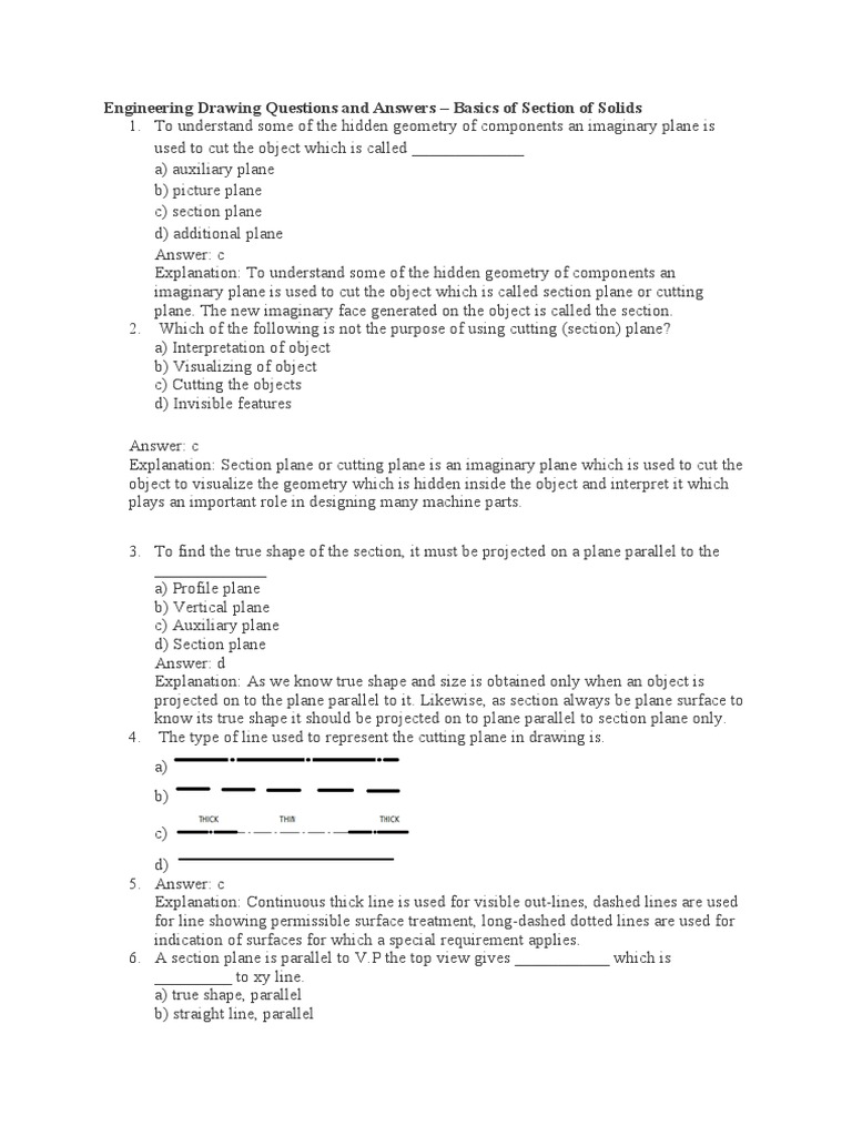 Engineering Drawing Questions and Answers Basics of Section of Solids