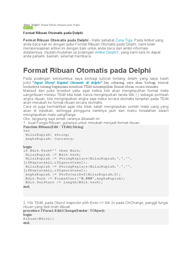 Format Ribuan Otomatis di Delphi | PDF | Karier & Perkembangan | Komputer