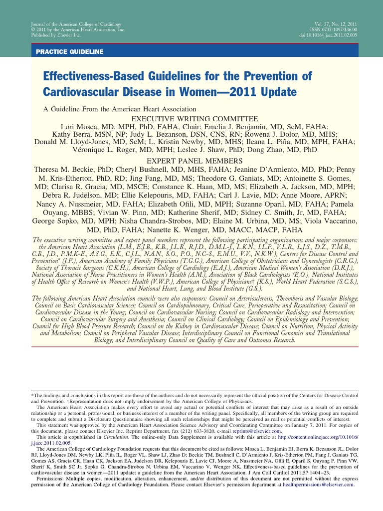 2011 Cardiovascular Disease Prevention in Women | PDF | Cardiovascular ...