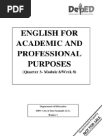 English For Academic and Professional Purposes: (Quarter 3-Module 8/week 8)