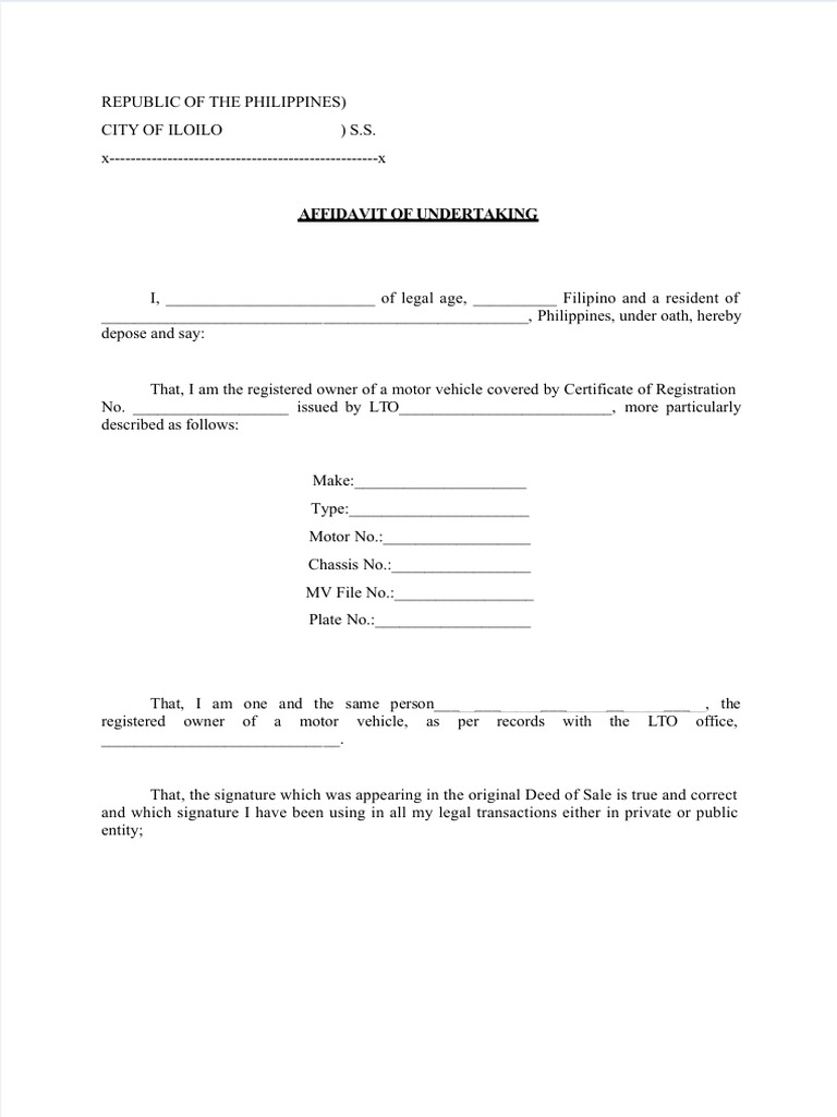 Affidavit of Undertaking | PDF