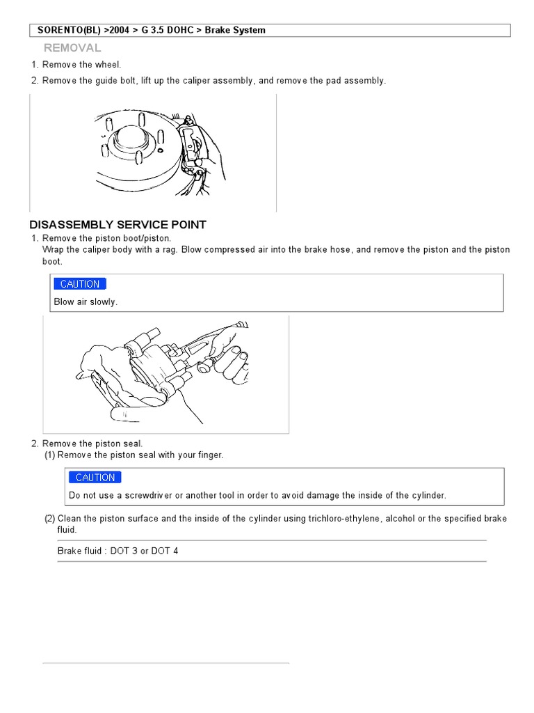 Removal disassembly inspection and reassembly procedures for the