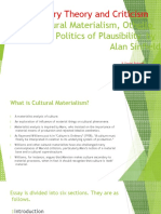 Literary Theory and Criticism: Cultural Materialism, Othello and The Politics of Plausibility by Alan Sinfield