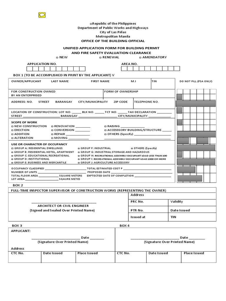 Unified Building Permit Application Form | PDF