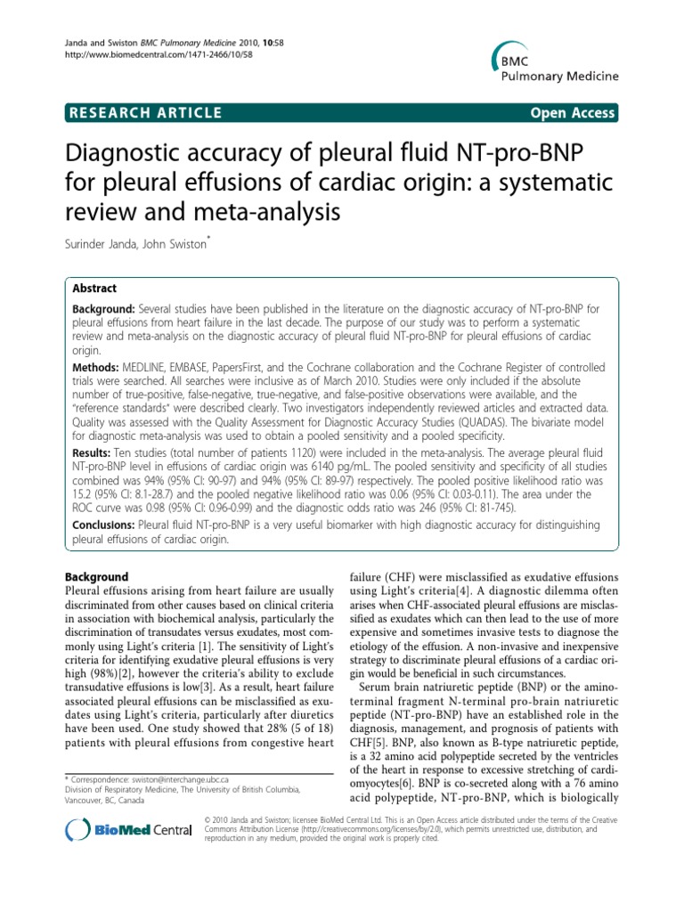 Specificity Of Bnp For Heart Failure