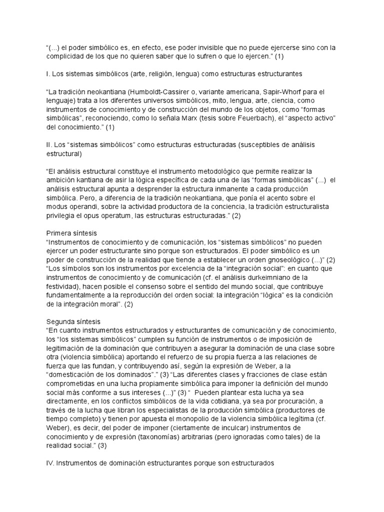 Poder simbólico según Bourdieu | PDF | Ideologías | Conocimiento