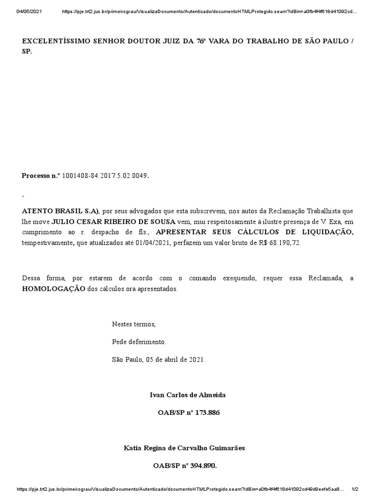 Modelo - Apresentação Cálculos | PDF