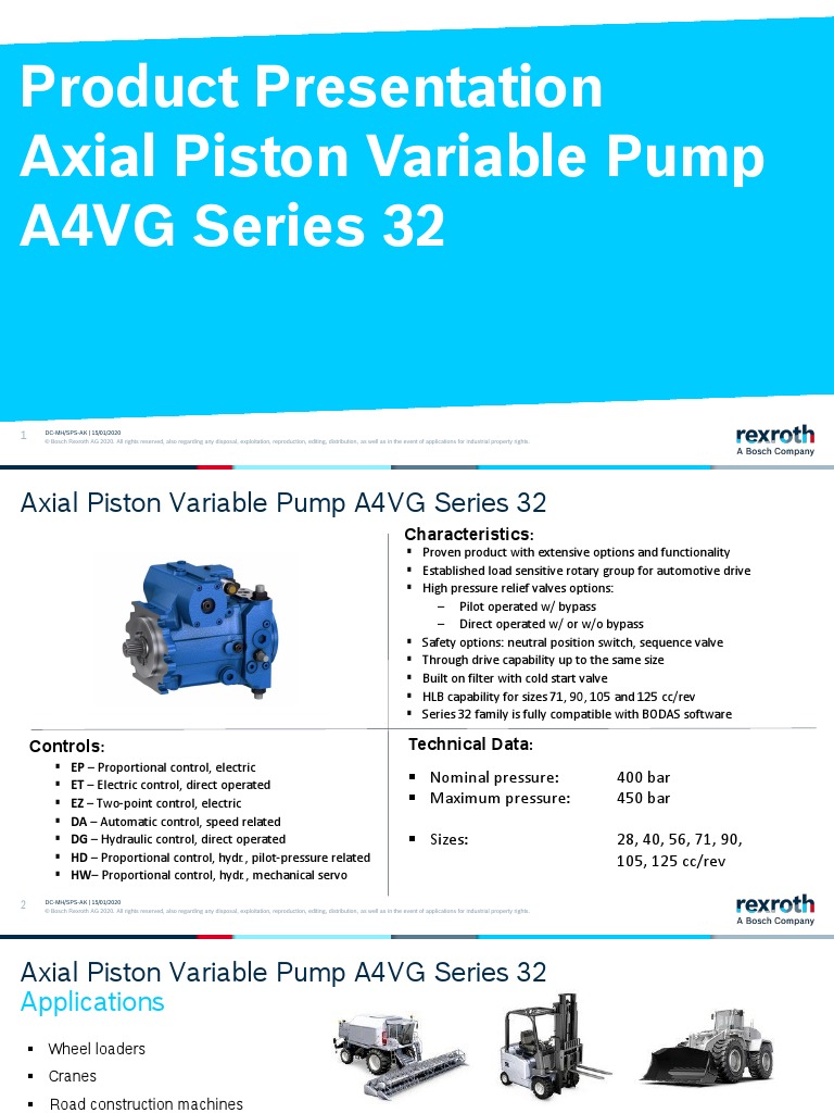 Product Presentation Axial Piston Variable Pump A4VG Series 32 PDF