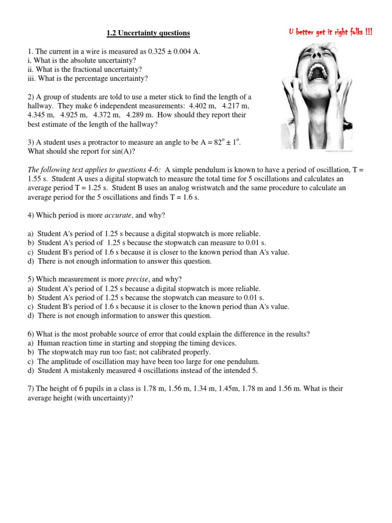 1.2 Uncertainty Questions | PDF | Science & Mathematics