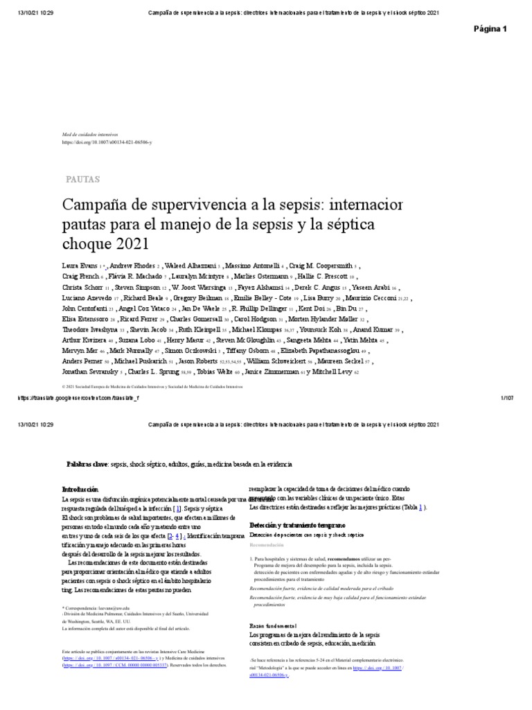 Campaña de Supervivencia A La Sepsis - Directrices Internacionales para ...