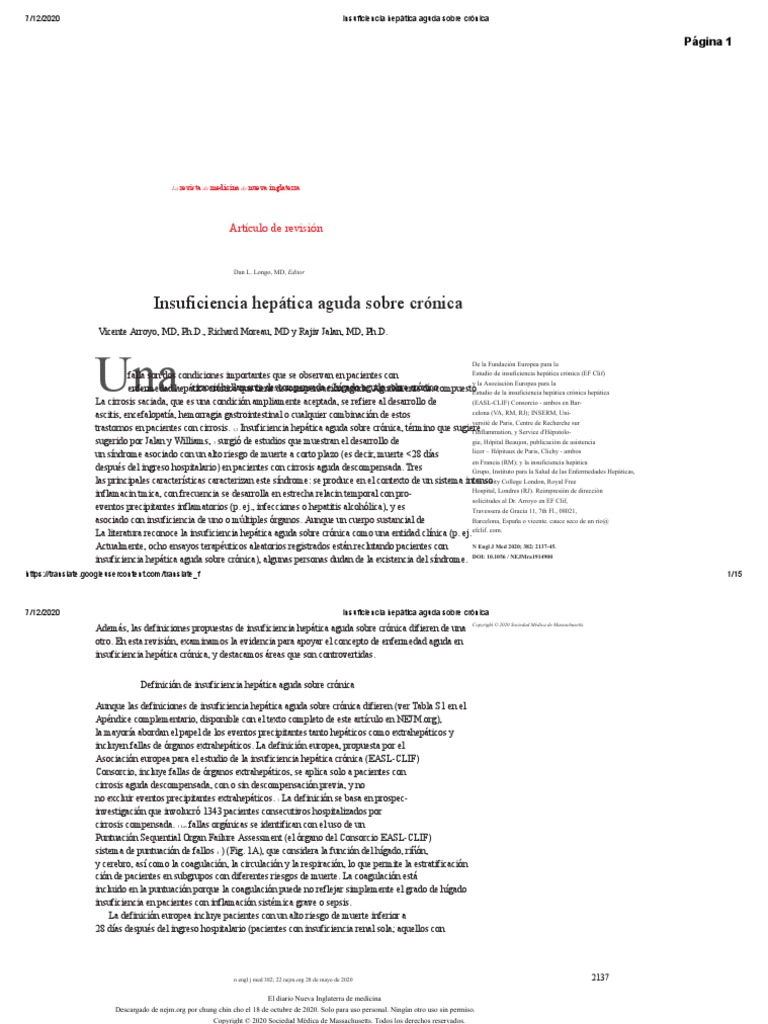 New England 2020 - Insuficiencia Hepática Aguda Sobre Crónica | PDF ...