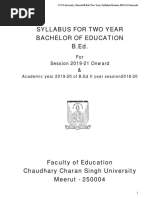 Syllabus For Two Year Bachelor of Education B.Ed