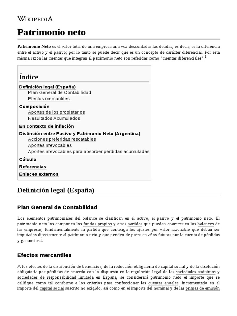 Patrimonio Neto | PDF | Valor neto | Contabilidad financiera