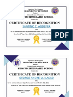 Certificate of Recognition With Honors