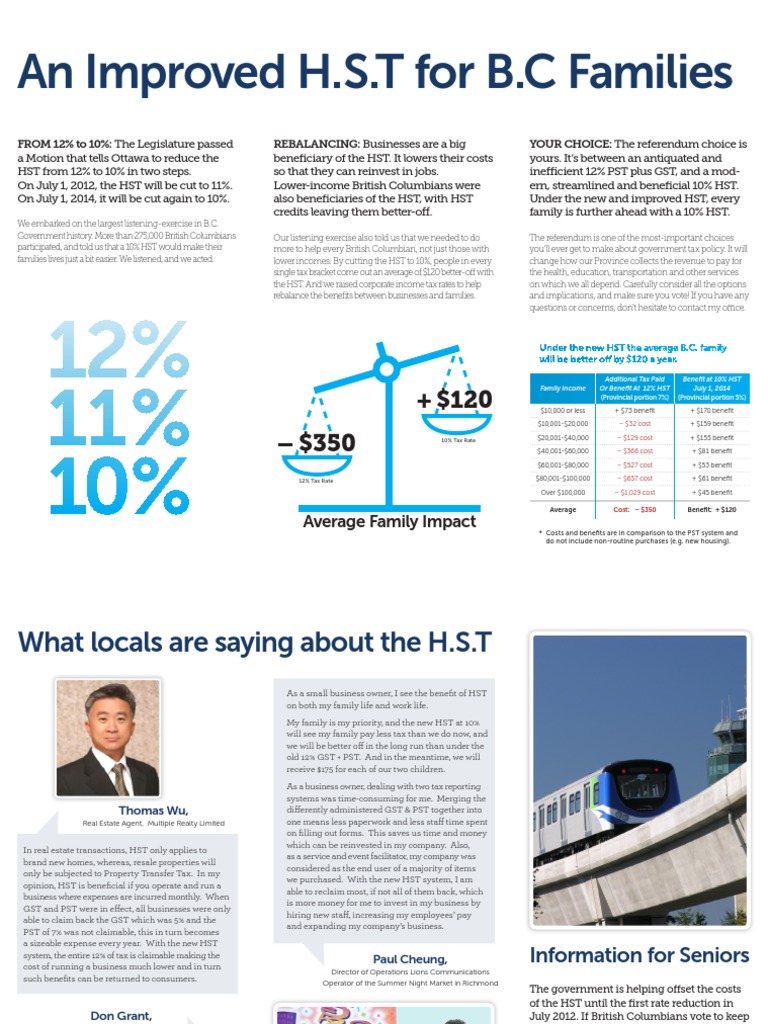 BC HST Reduction Benefits Families | PDF | Value Added Tax | Public Finance