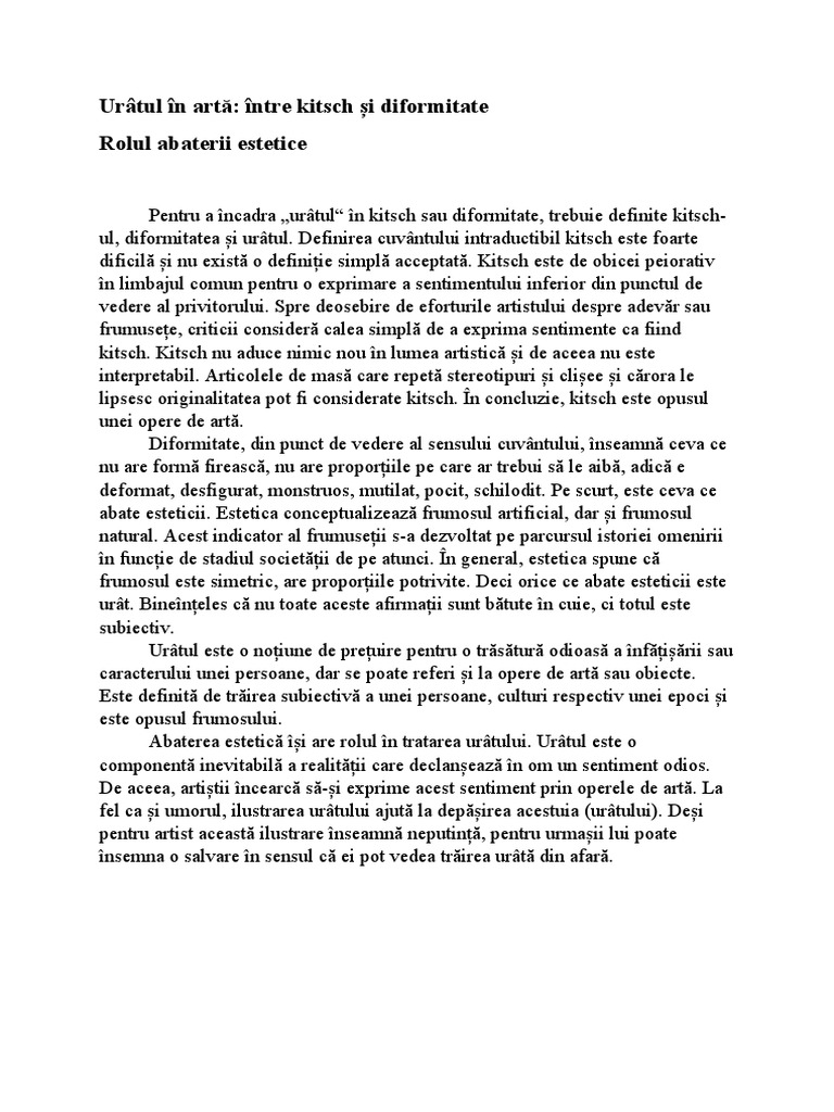 Urâtul În Artă | PDF