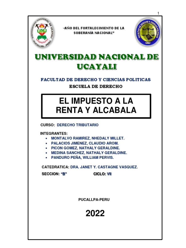 Grupo 01-Impuesto A La Renta y El Impuesto Alcabala-Viib | PDF ...