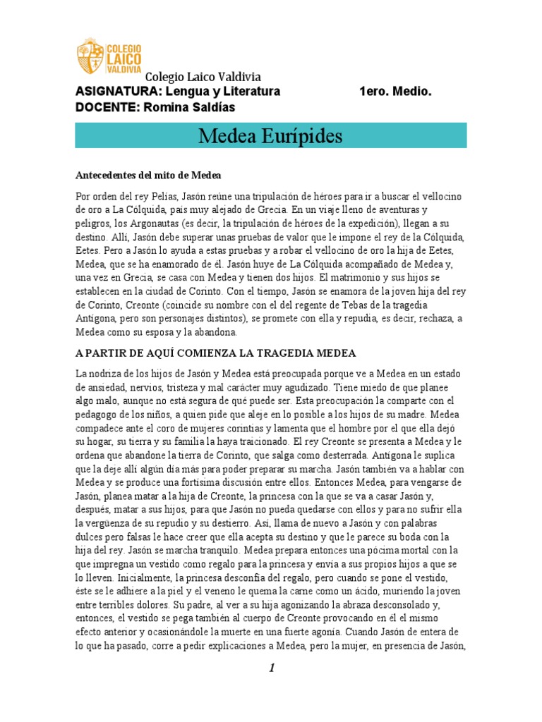Tragedia de Medea: Venganza y Desamor | PDF | Jason