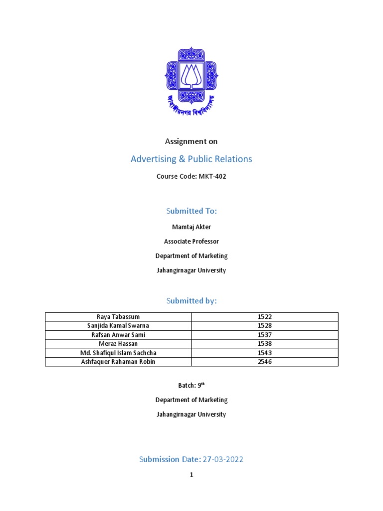 Assignment Advertising and Public Relations Converted 1 | PDF | Digital ...