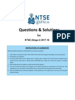Questions & Solutions: NTSE (Stage-I) 2017-18