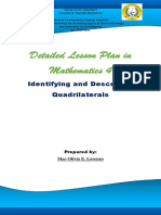 Detailed Lesson Plan in Mathematics 4: Identifying and Describing Quadrilaterals