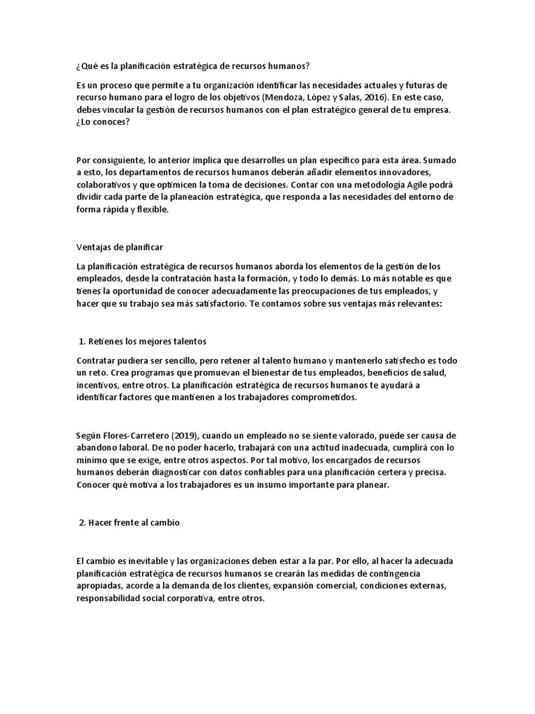 Qué Es La Planificación Estratégica De Recursos Humanos Descargar