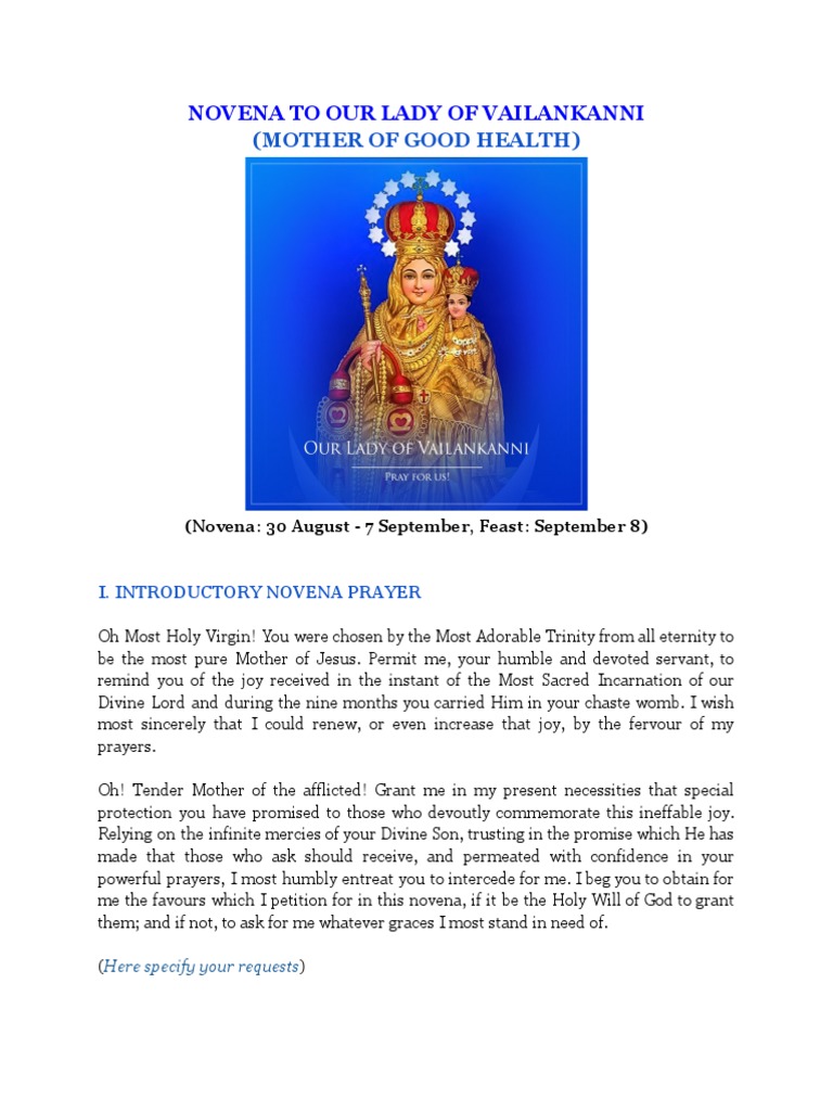Novena to our lady of vailankanni of good health download free pdf