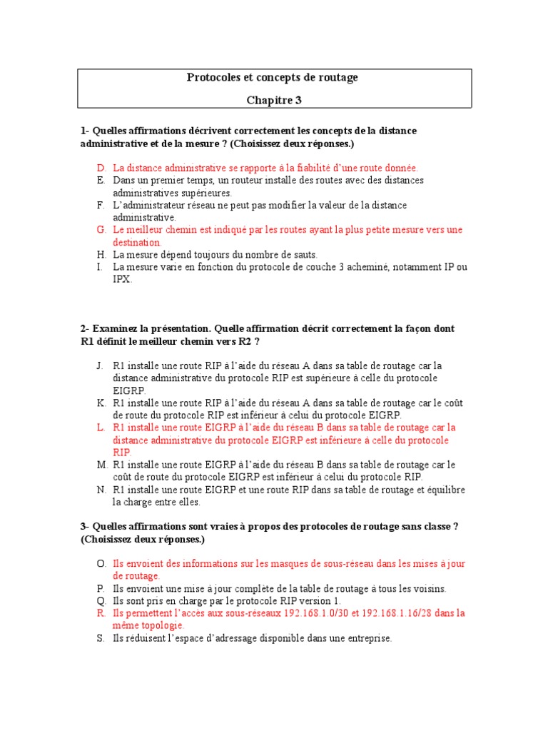 Concepts clés des protocoles de routage | PDF | Routage | Adresse IP