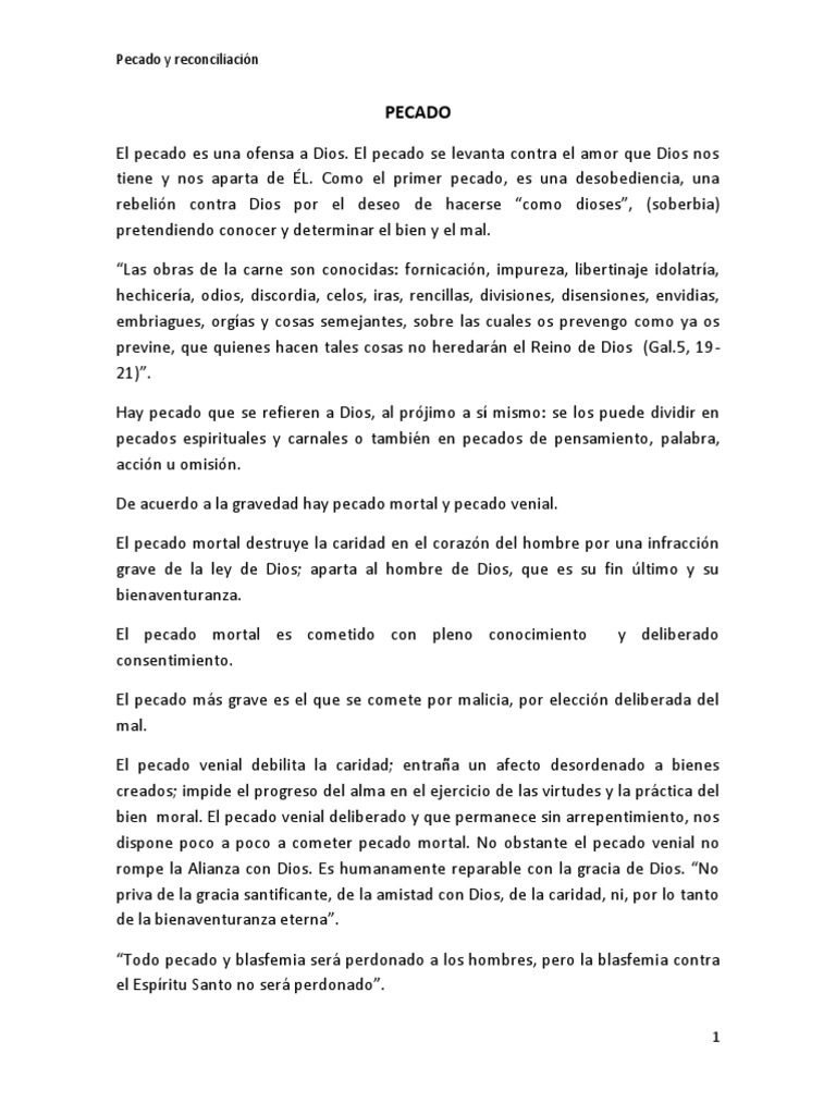 Clases y tipos de pecado en la fe | PDF | Pecado | Siete pecados capitales
