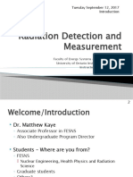 Radiation Detection and Measurement: Tuesday September 12, 2017