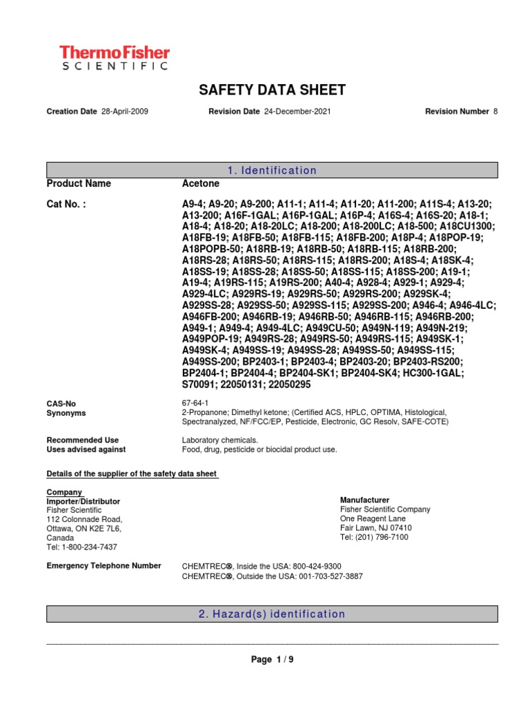 Safety Data Sheet: 1. Identification | PDF | Combustion | Workplace