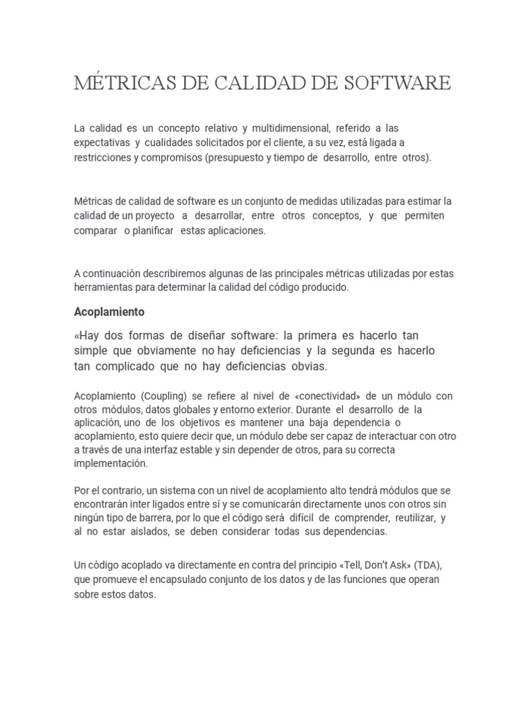 Métricas Esenciales de Calidad de Software | PDF | Ingeniería de ...