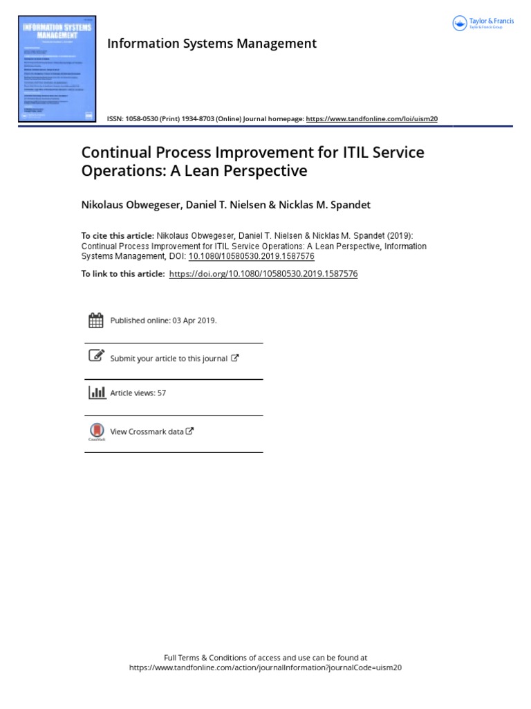 Continual Process Improvement For ITIL Service Operations: A Lean ...
