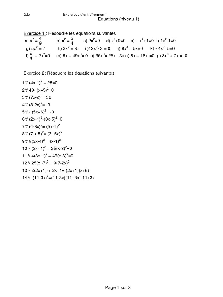 Exercices d'équations et expressions rationnelles | PDF | Équations ...