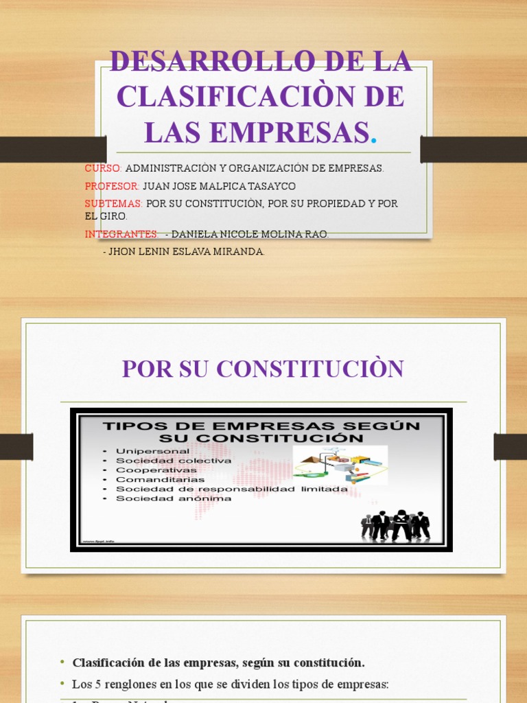 Desarrollo de La Clasificaciòn de Las Empresas | PDF | Business ...