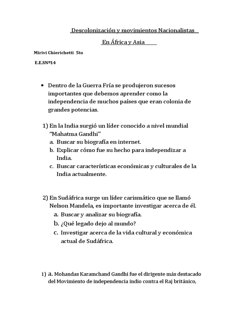 Mahatma Gandhi y Nelson Mandela | PDF