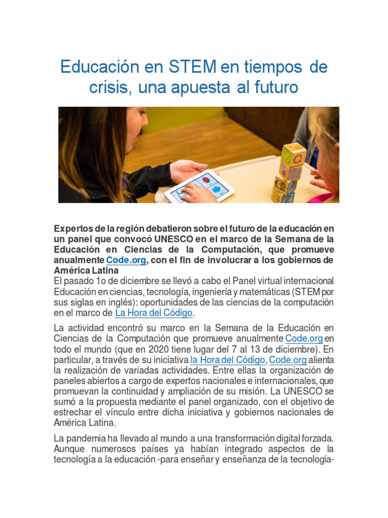 Educación en STEM en Tiempos de Crisis | PDF | Ciencia, Tecnología ...