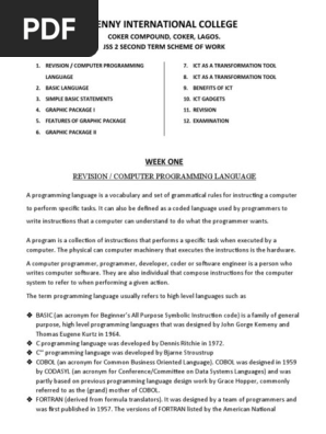 Computer Jss 2 2nd Term Note