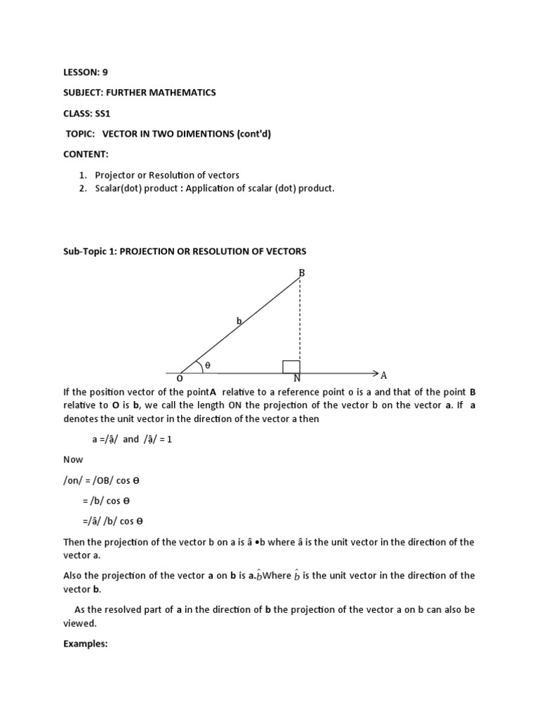 Vector Resolution and Scalar Product | PDF | Euclidean Vector | Physics